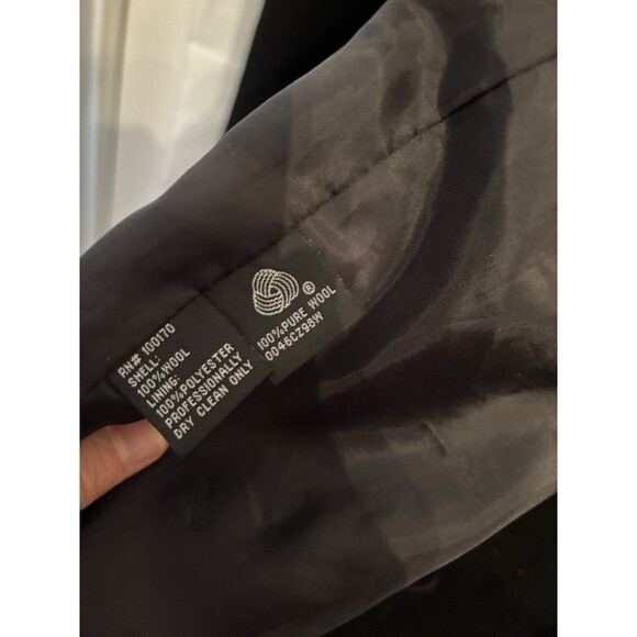 Vtg Halston Long Winter Coat Black Women's Made In Russia 100% Wool Size 8 Hood - Picture 9 of 10